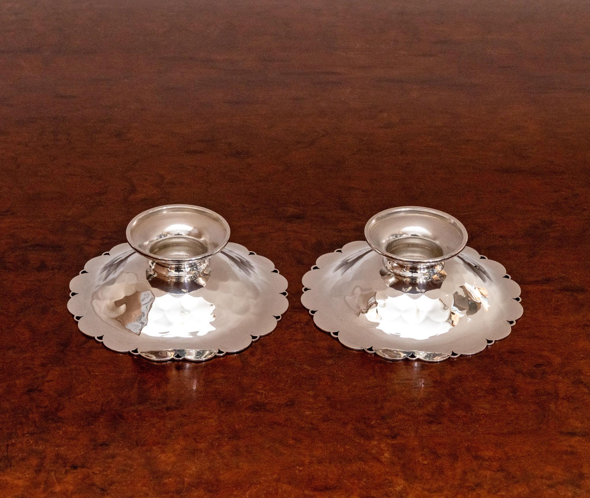 Pair Sterling Silver Bon Bon Fish Scale Pattern Dishes By Elkington & Co For Sale 2