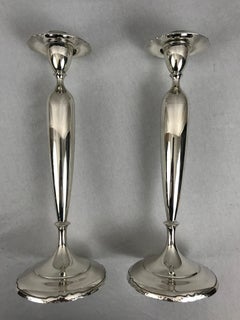 Pair Sterling Silver Candlesticks by Shreve & Co. 12.5" Height