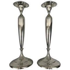 Pair Sterling Silver Candlesticks by Shreve & Co. 12.5" Height