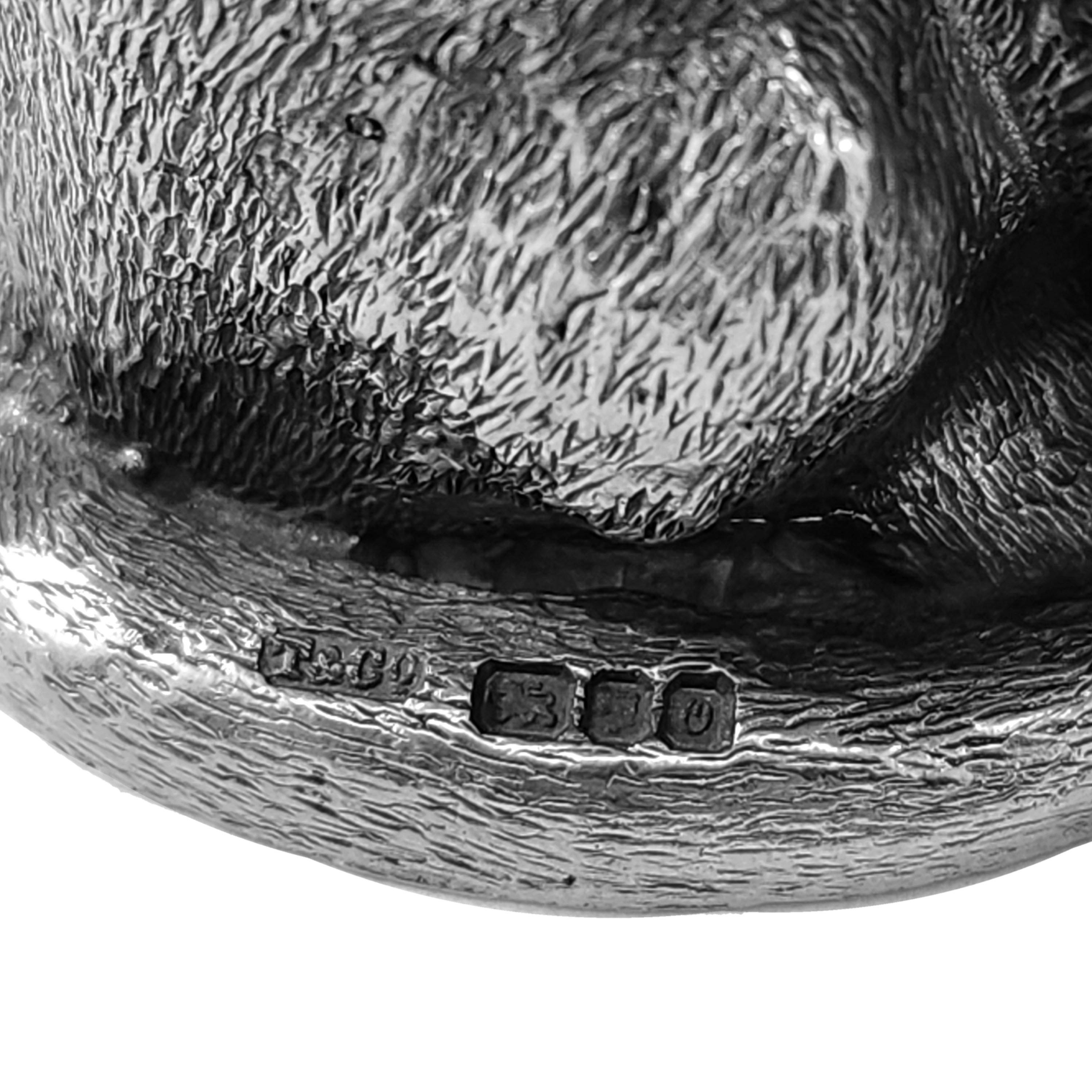 20th Century Pair Sterling Silver Novelty Cat Salt & Pepper Shakers 1988 Tiffany & Co