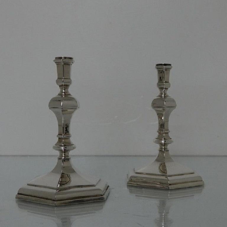 A very good quality pair of plain formed cast octagonal taper-sticks. The taper-sticks are made from a very high gauge of silver.