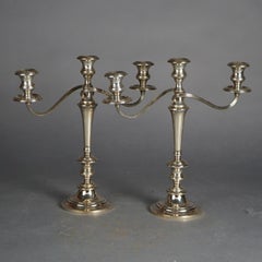 Pair Sterling Silver Three-Light Candelabra, C1920