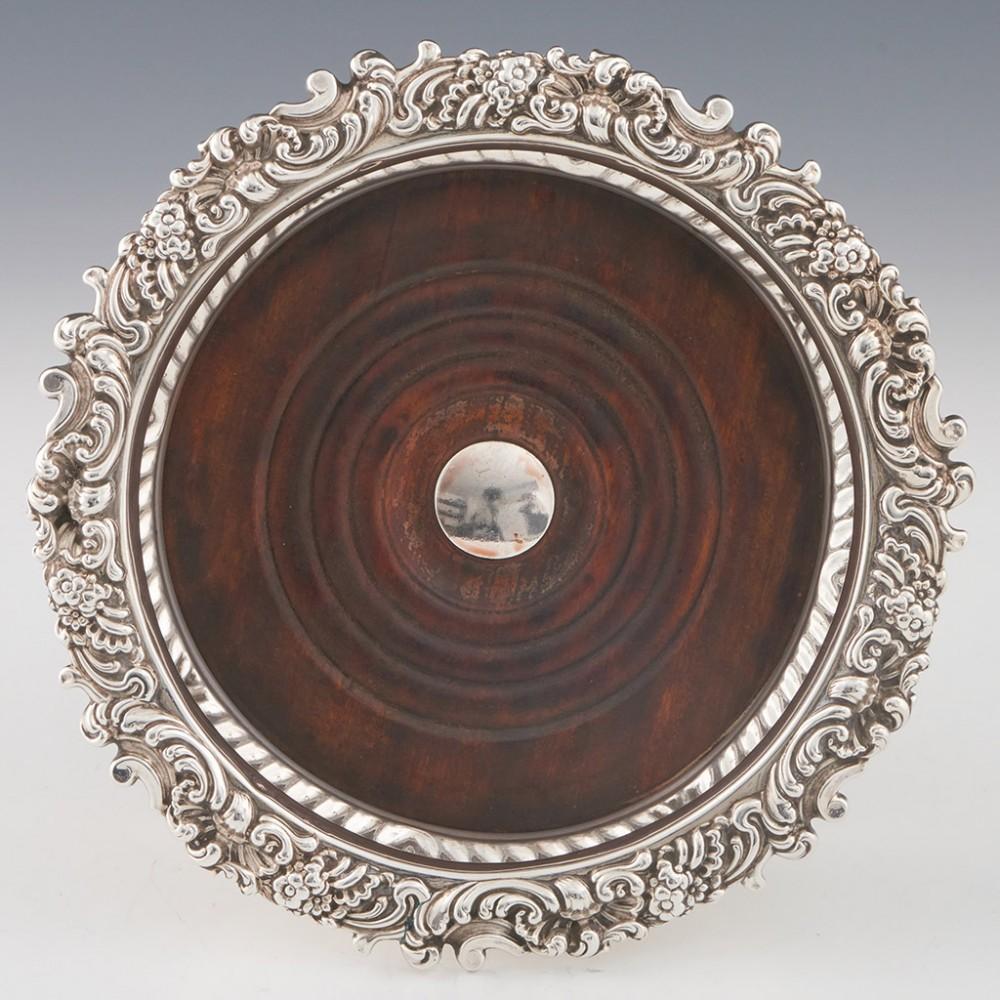 Pair Sterling Silver Wine Coasters Sheffield, 1821

Additional information:
Date : Hallmarked in Sheffield 1821 For S C Younge and Co
Period : George IV
Origin : Sheffield , Yorkshire, England
Decoration : Cast floral and foliate rims. Gadrooned