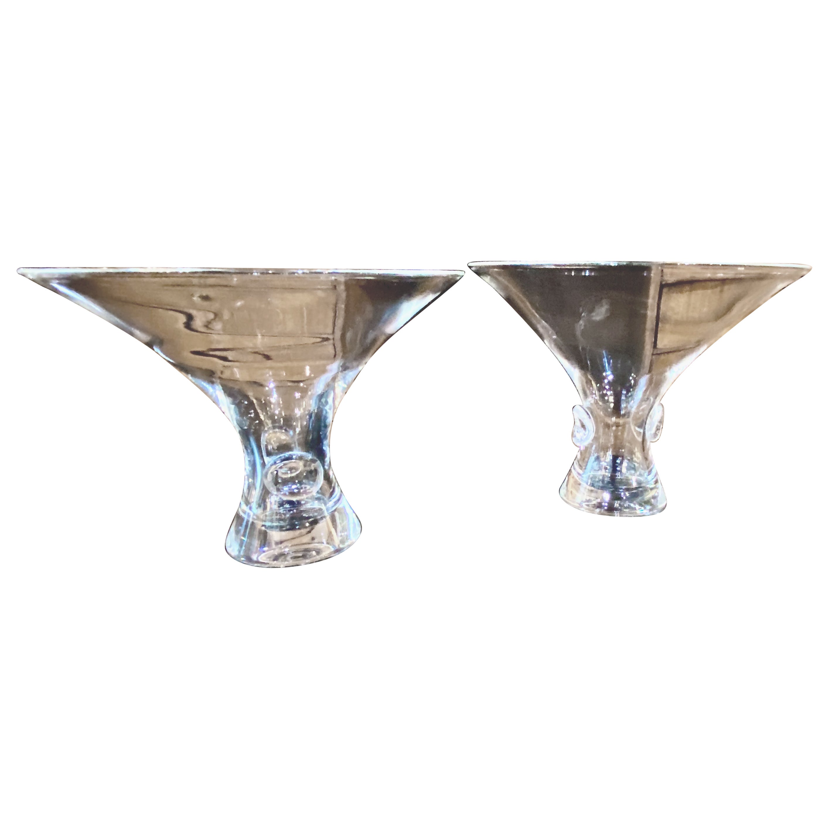 Pair Steuben "Bouquet" Trumpet Form Vases