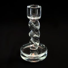 Pair of Steuben Crystal Rope Twist Stem Candle Sticks, Signed, 20th Century