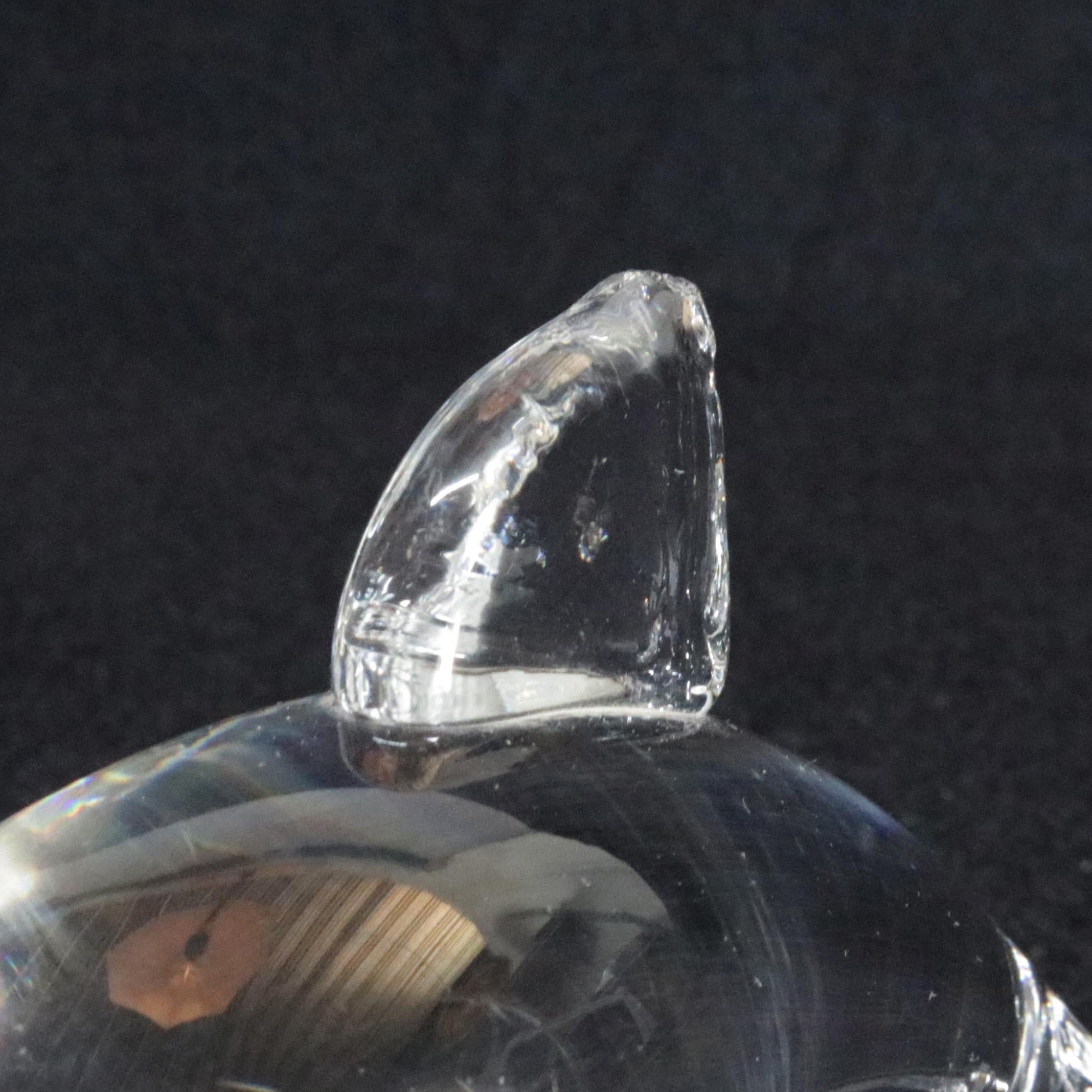 Hand-Crafted Pair of Steuben Crystal Sculpture Paperweights of Dolphins, Lloyd Atkins, Signed