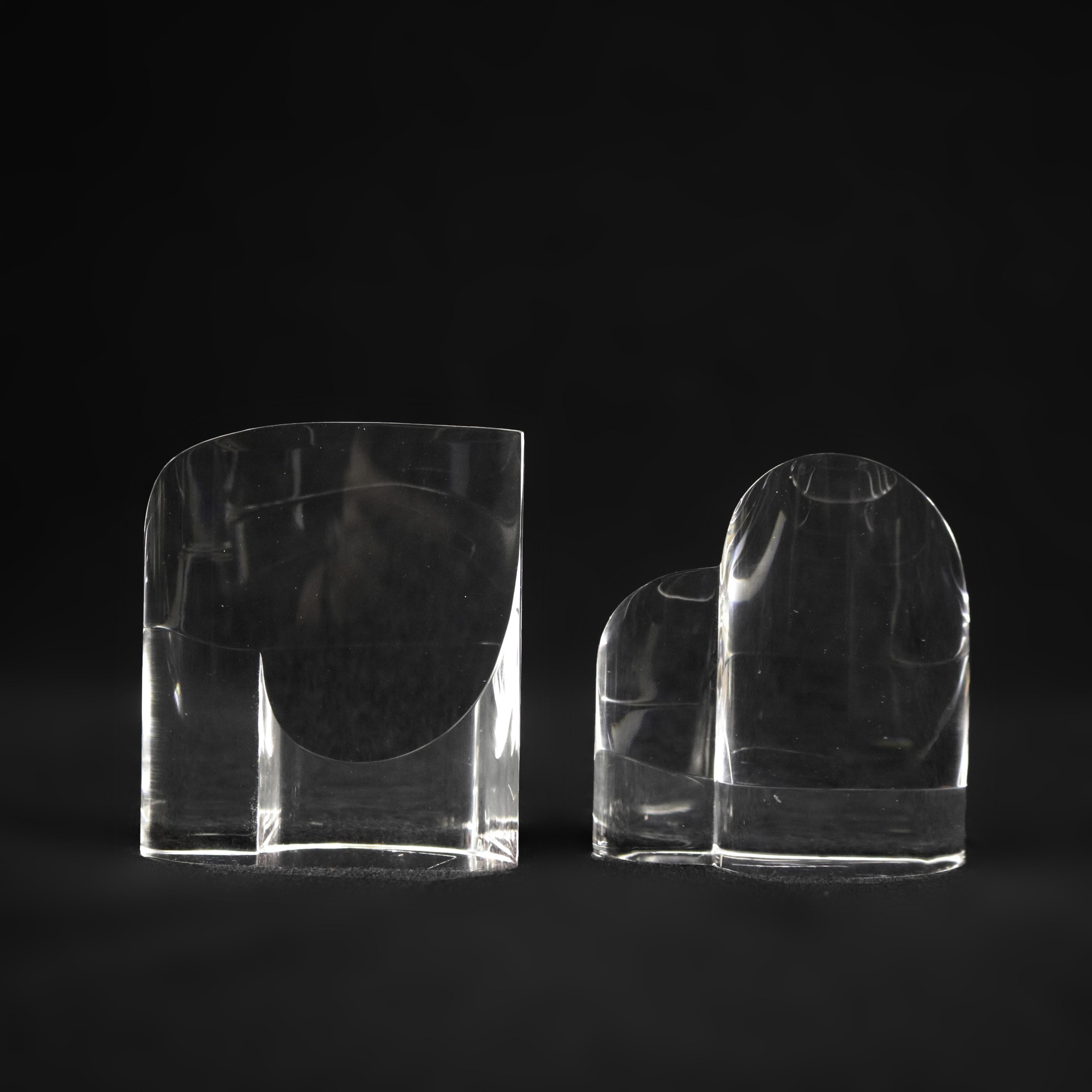 Pair Steuben Glass Heart Paperweights, Signed 20th C 4