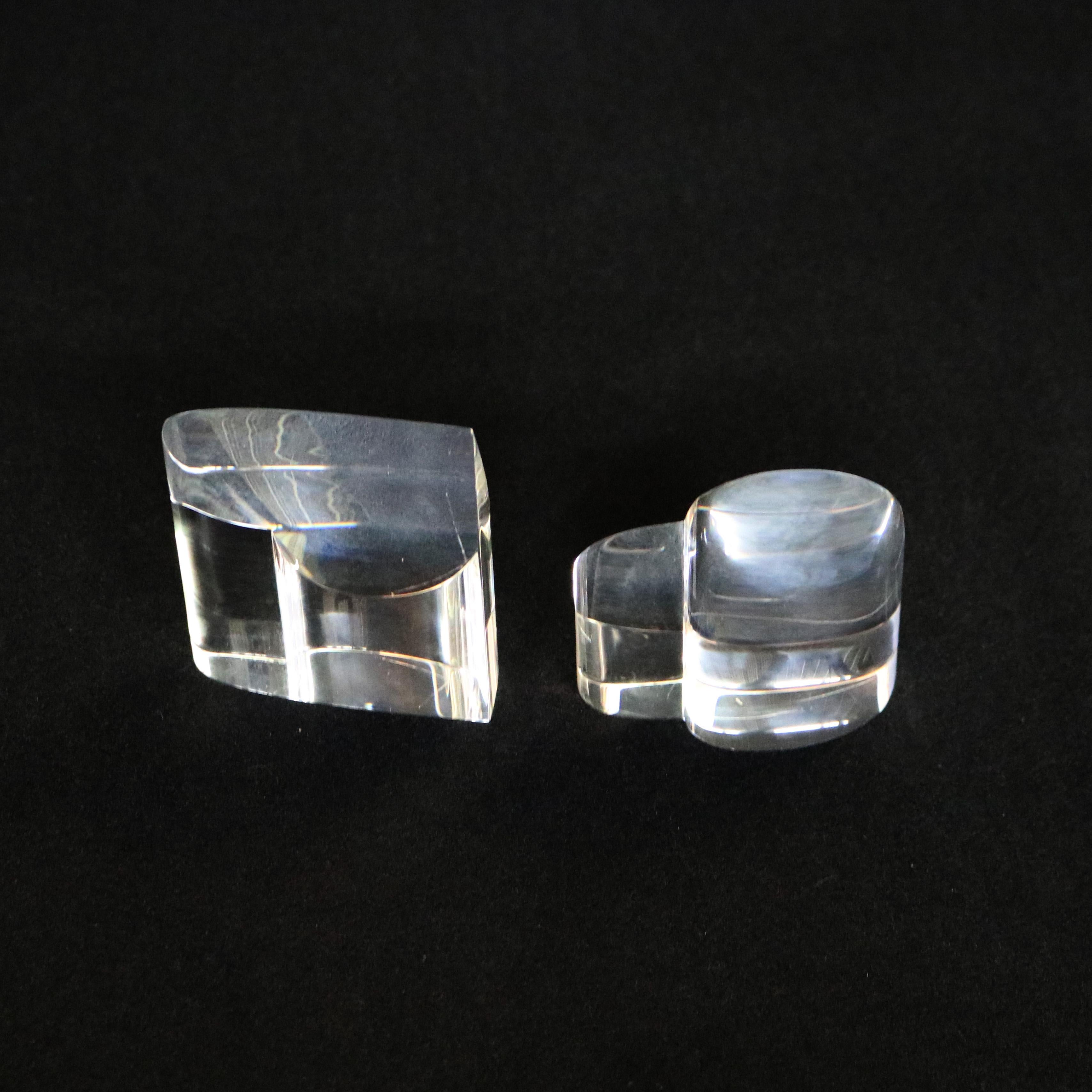 Pair Steuben Glass Heart Paperweights, Signed 20th C 7