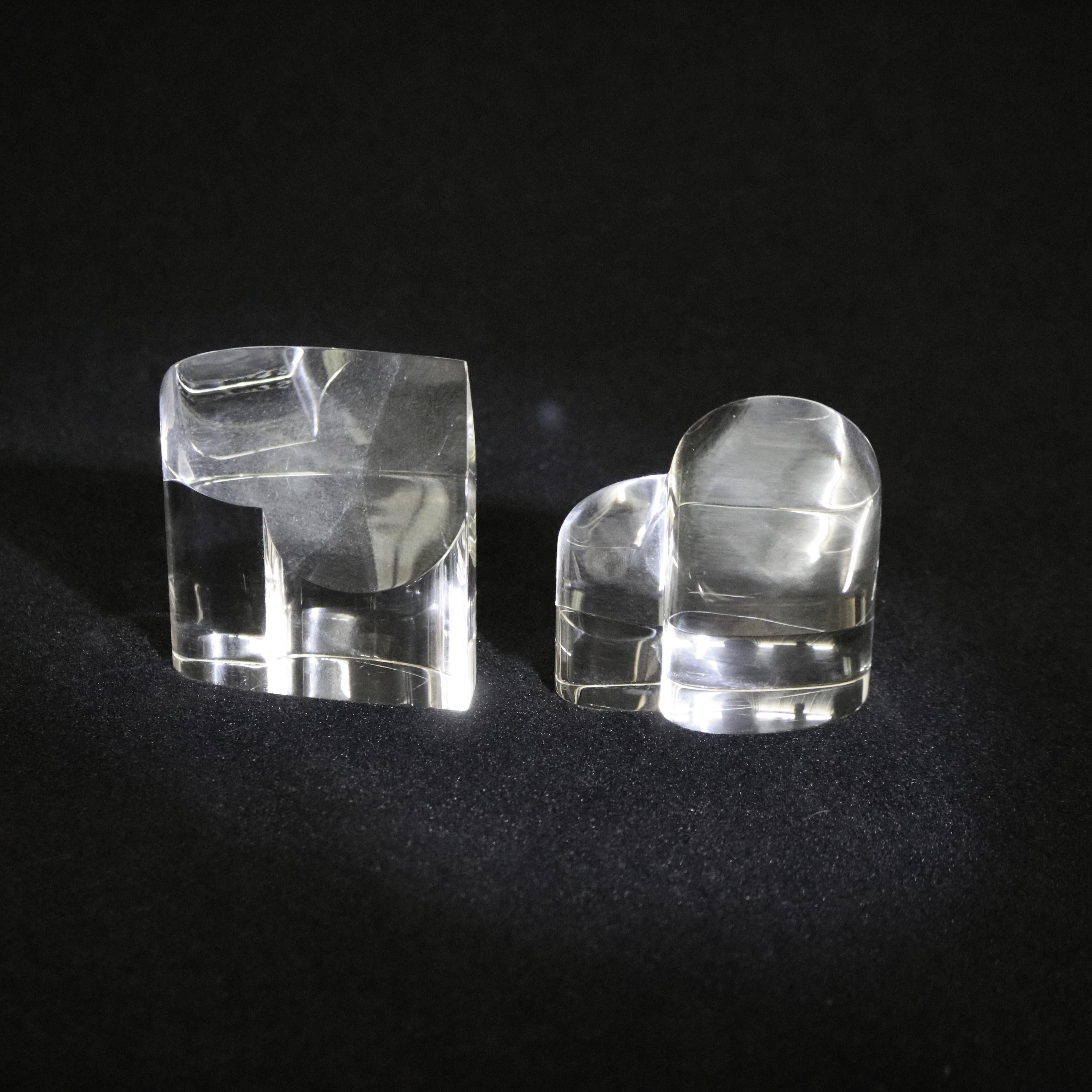 Pair Steuben Glass Heart Paperweights, Signed 20th C 8