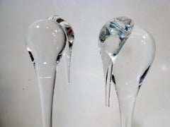 Pair of Steuben Modernist Crystal Stork Sculpture #8538 Paul Schulze