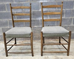 Pair Stickley Co. Shaker Type Chestnut Ladderback Side Chairs, NYC Circa 1910s
