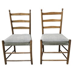 Antique Pair Stickley Co. Shaker Type Chestnut Ladderback Side Chairs, NYC Circa 1910s