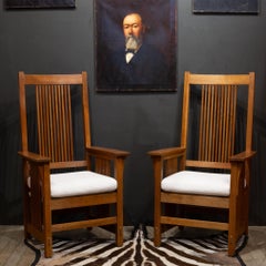 Pair Stickley Model 376 Mission Armchairs