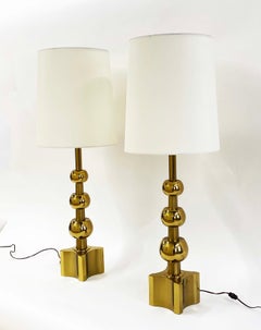 Paire de lampes de table Stiffel en laiton, milieu du siècle -- Tommi Parzinger Influence