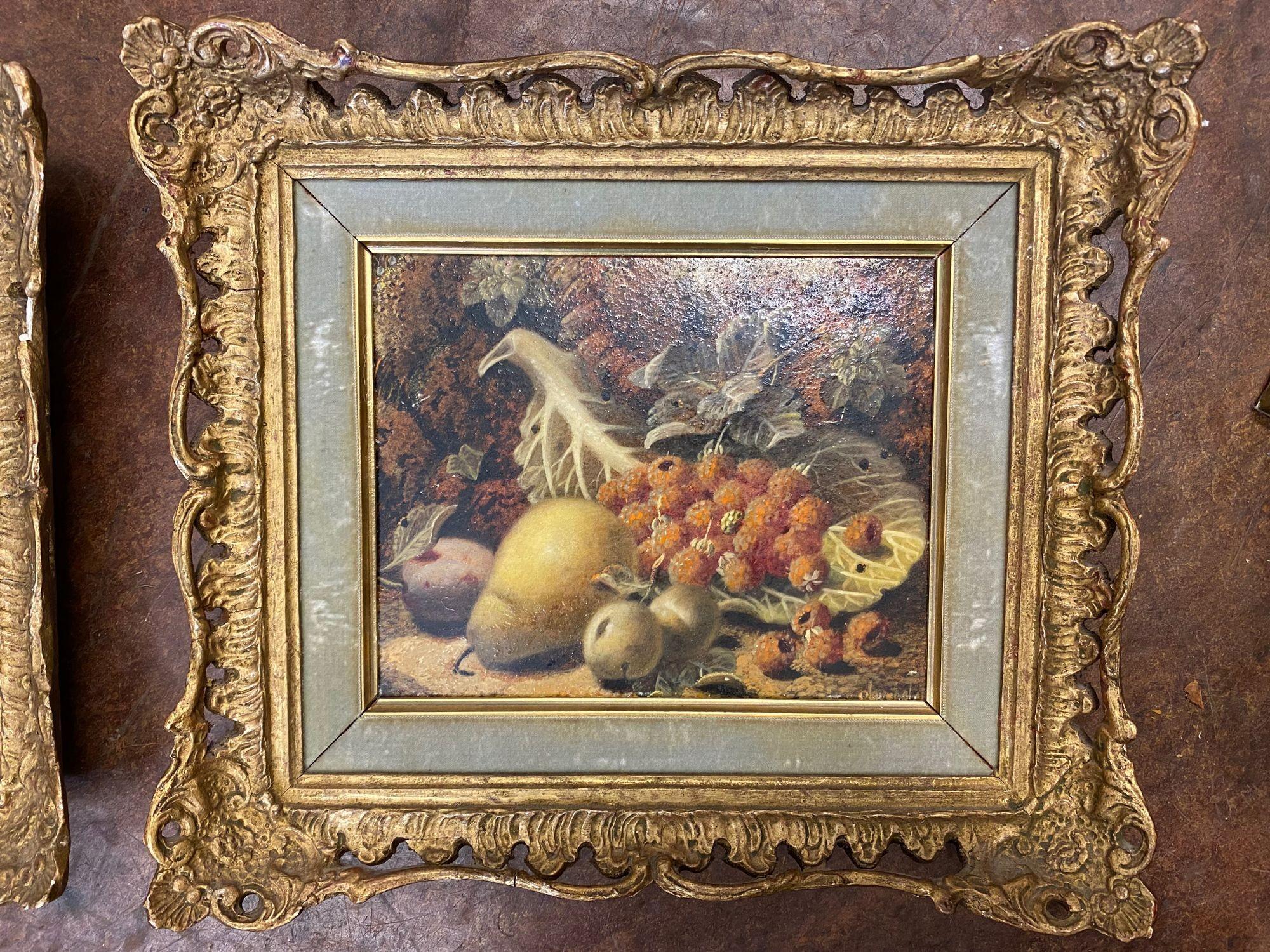 English Pair Still Life Oil Paintings by Oliver Clare For Sale