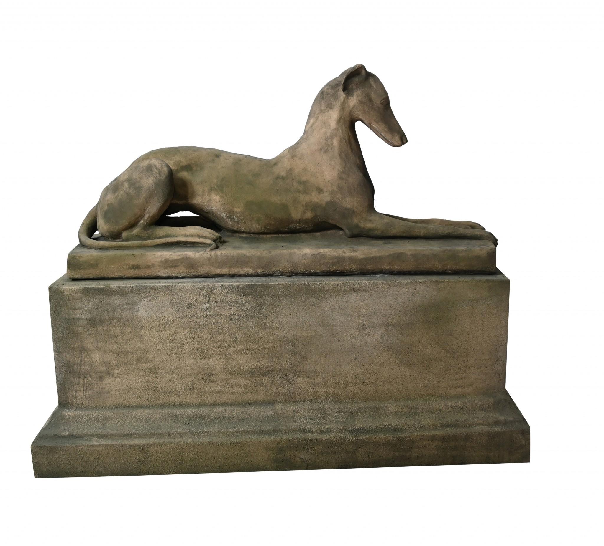 Pair Stone Garden Dogs Austin and Seeley Greyhound Whippet For Sale 6
