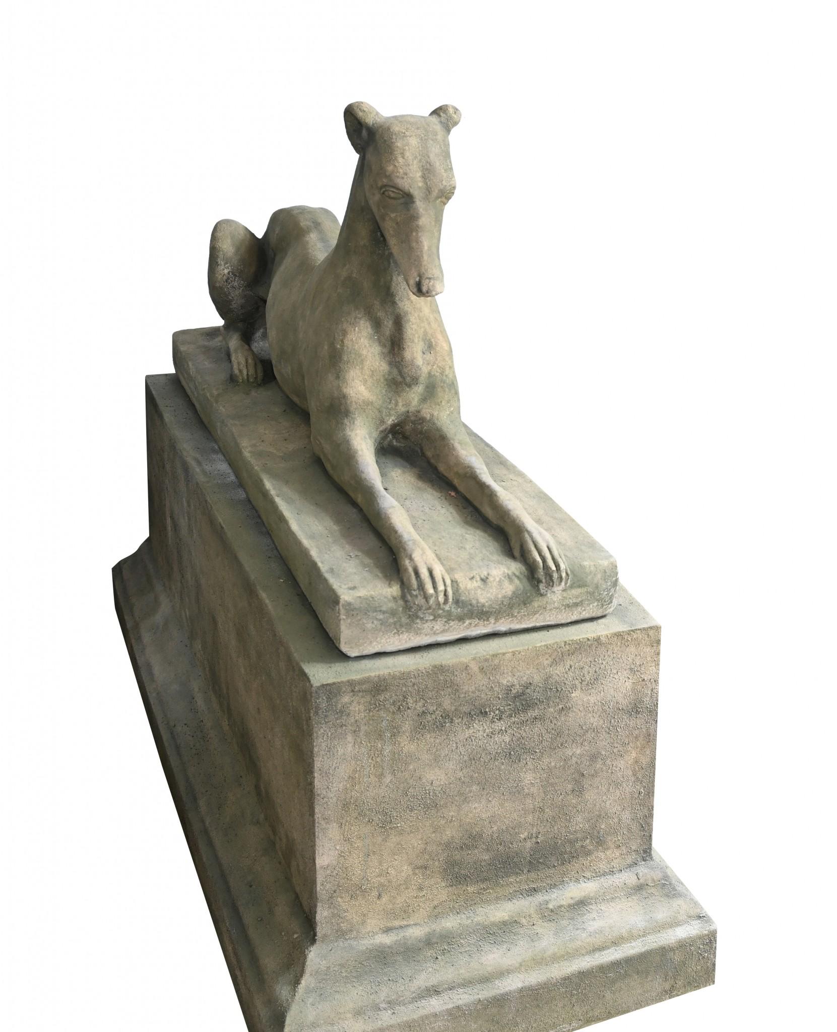 Pair Stone Garden Dogs Austin and Seeley Greyhound Whippet For Sale 7
