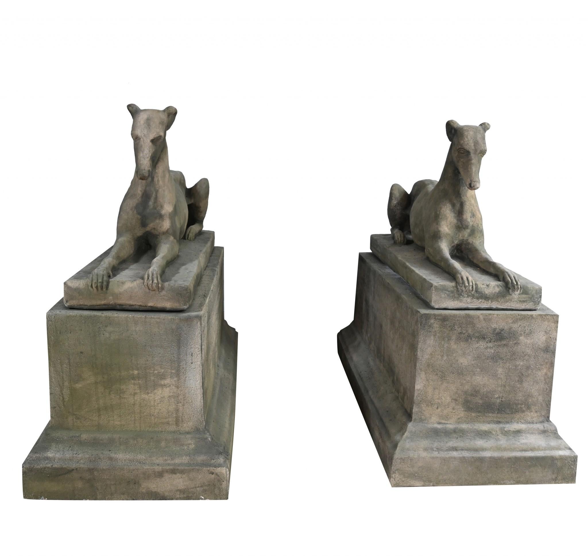 Pair Stone Garden Dogs Austin and Seeley Greyhound Whippet For Sale 8