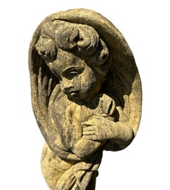 Pair Stone Garden Four Season Statues Cherub English Country