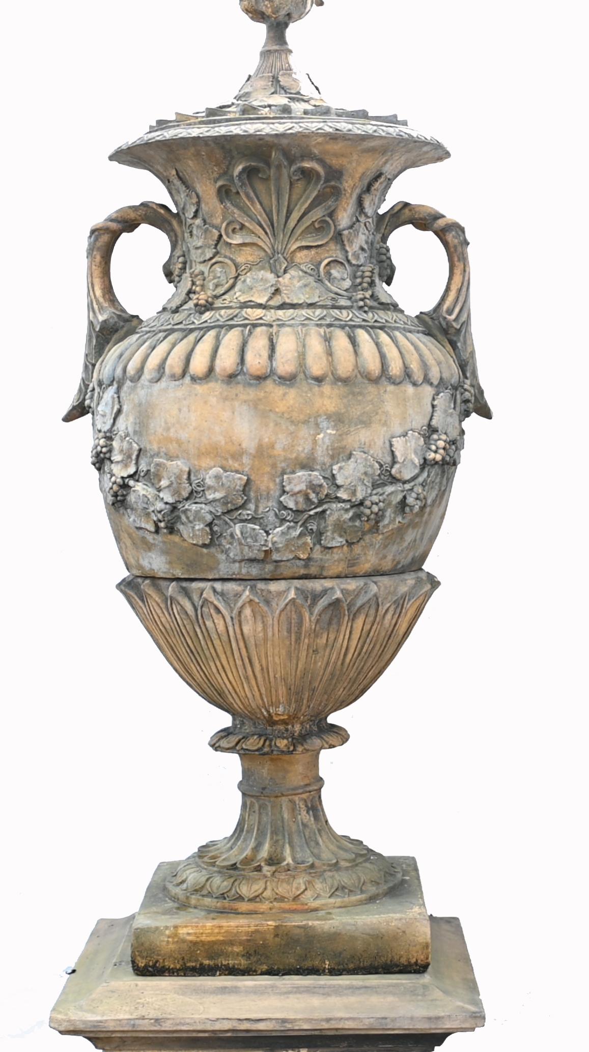 Other Pair Stone Garden Urns Classical Amphora English Garden Vase For Sale