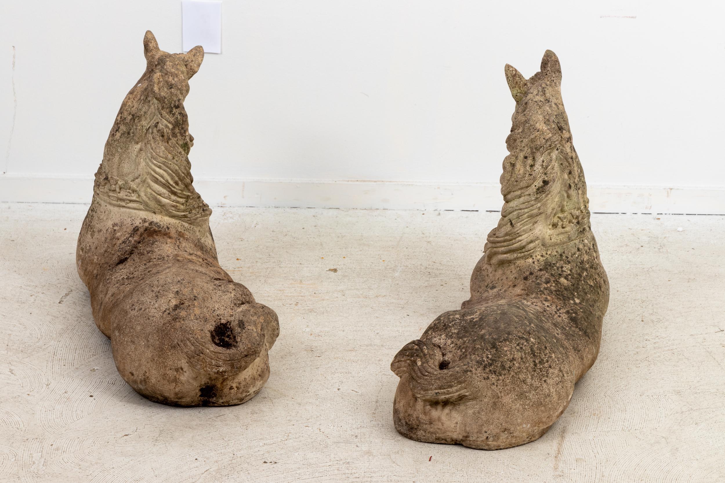 20th Century Pair Stone Horses