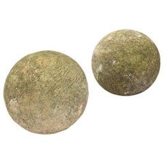 Pair Stone Spheres Garden Ornaments