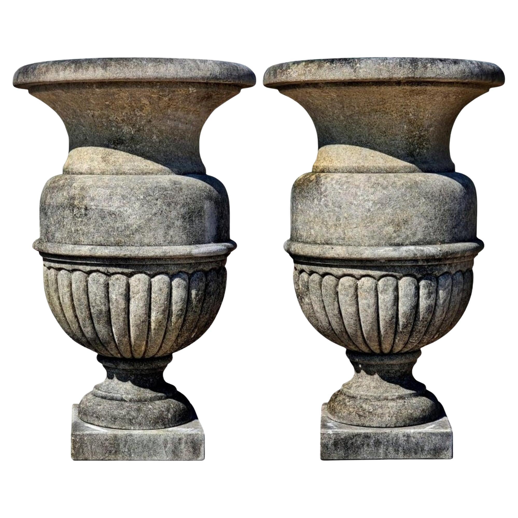 Pair Stone Vases of Villa Lante Della Rovere Early 20th Century For Sale