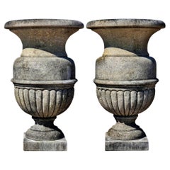 Antique Pair Stone Vases of Villa Lante Della Rovere Early 20th Century