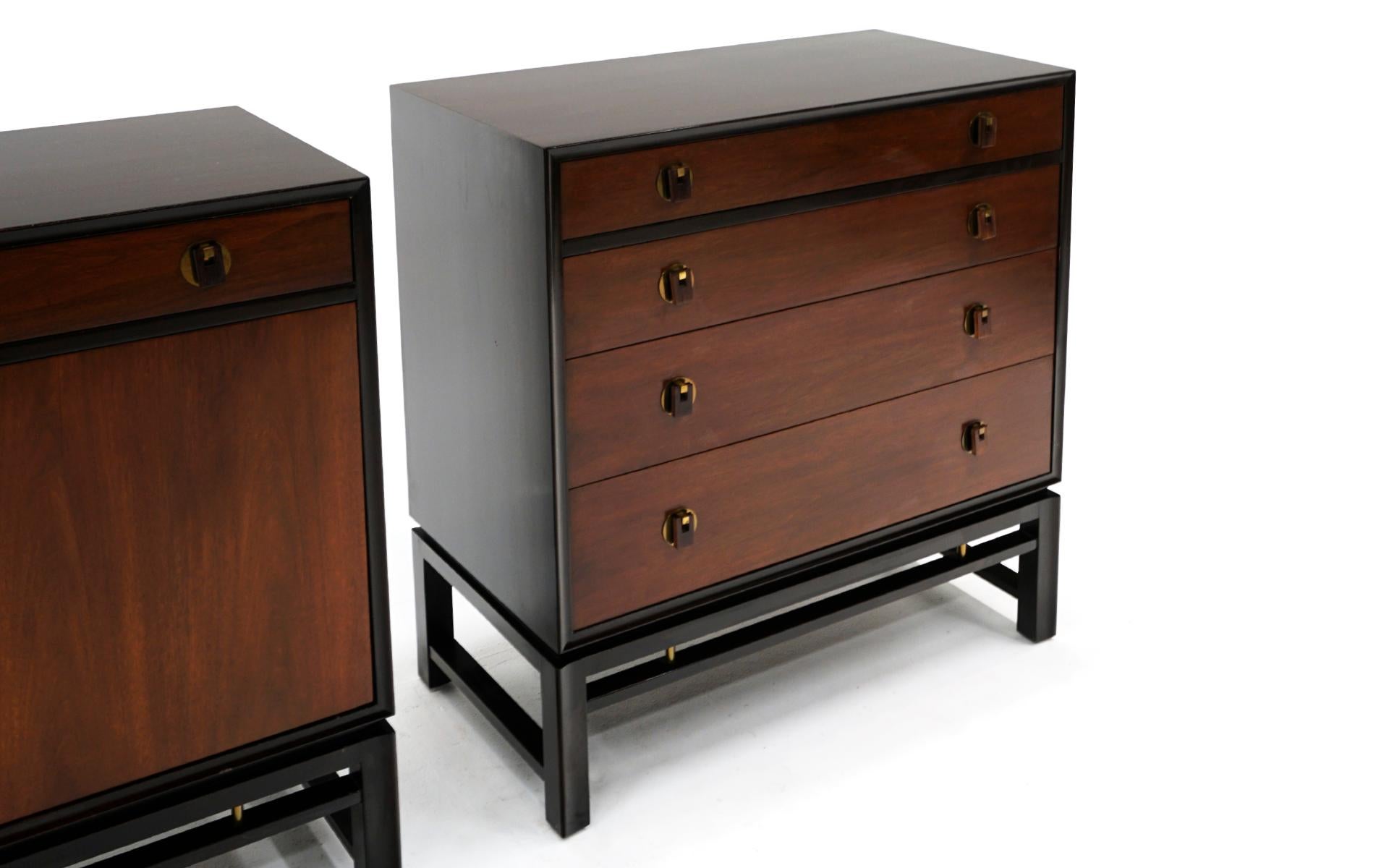 Pair Storage Cabinets by Edward Wormley for Dunbar.  Mahogany and Rosewood.   In Good Condition In Kansas City, MO
