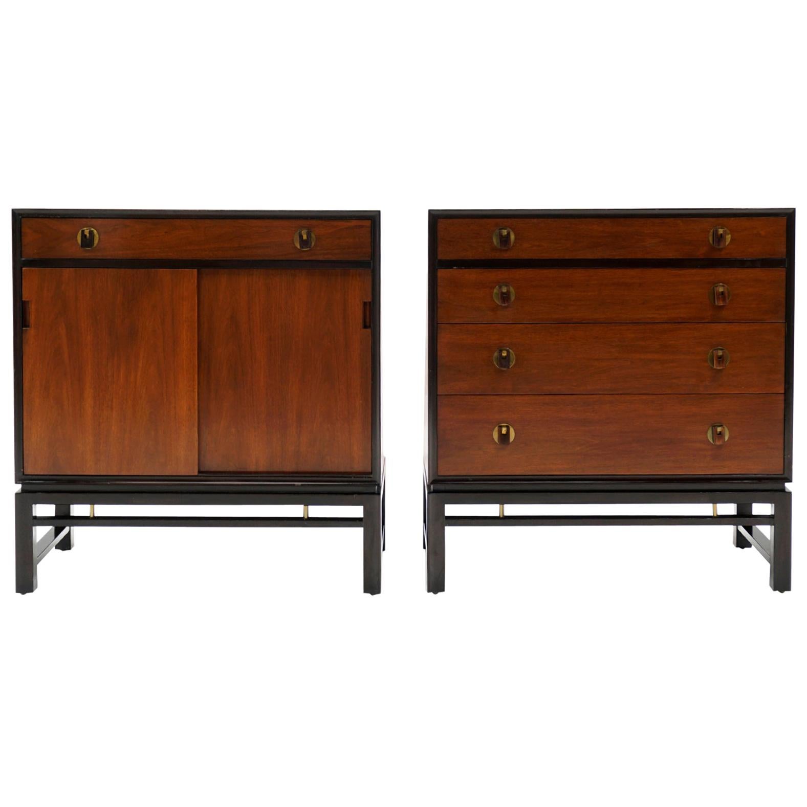 Pair Storage Cabinets by Edward Wormley for Dunbar.  Mahogany and Rosewood.  