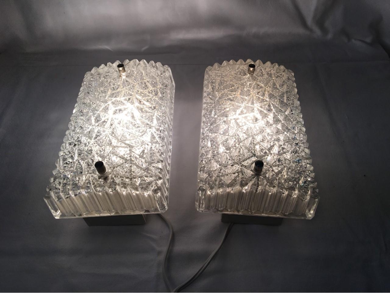 Pair of Structure Glass Sconces by Hoffmeister Leuchten of Germany For Sale 1