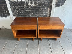 Pair Studio craft Custom Solid Walnut 1 drawer nightstands