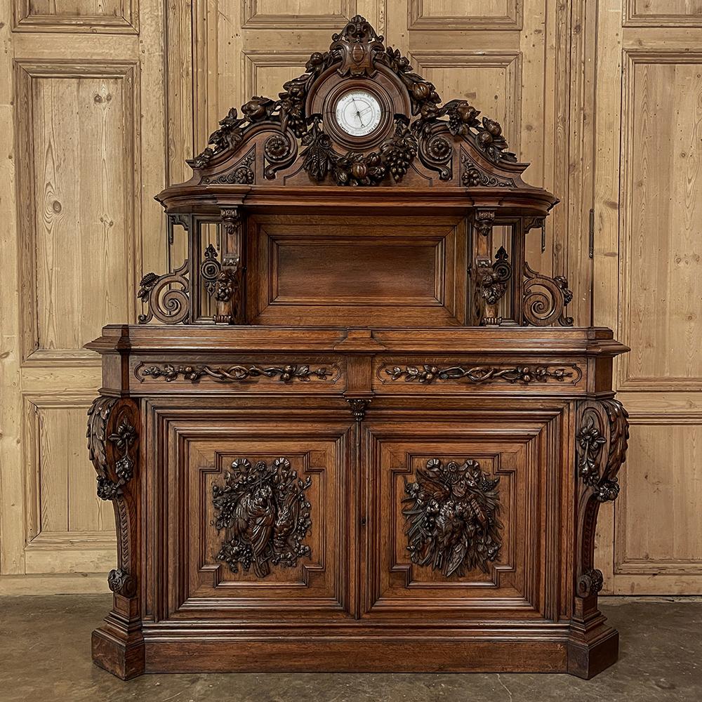 Hand-Carved Pair Stunning French Renaissance Revival Sculpted Buffets For Sale