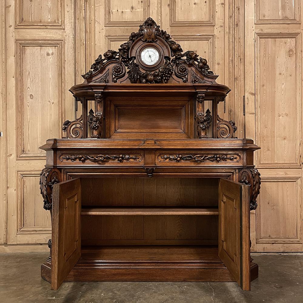 Oak Pair Stunning French Renaissance Revival Sculpted Buffets For Sale