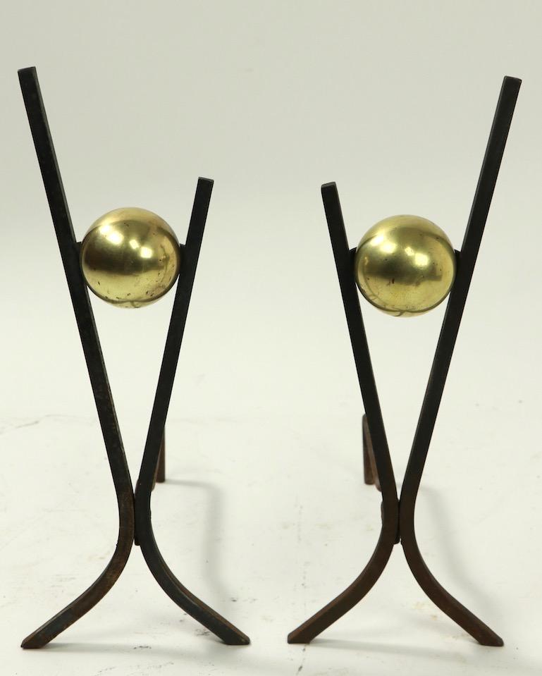 American Pair of Stylish Mid Century Andirons