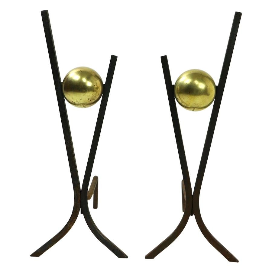 Pair of Stylish Mid Century Andirons