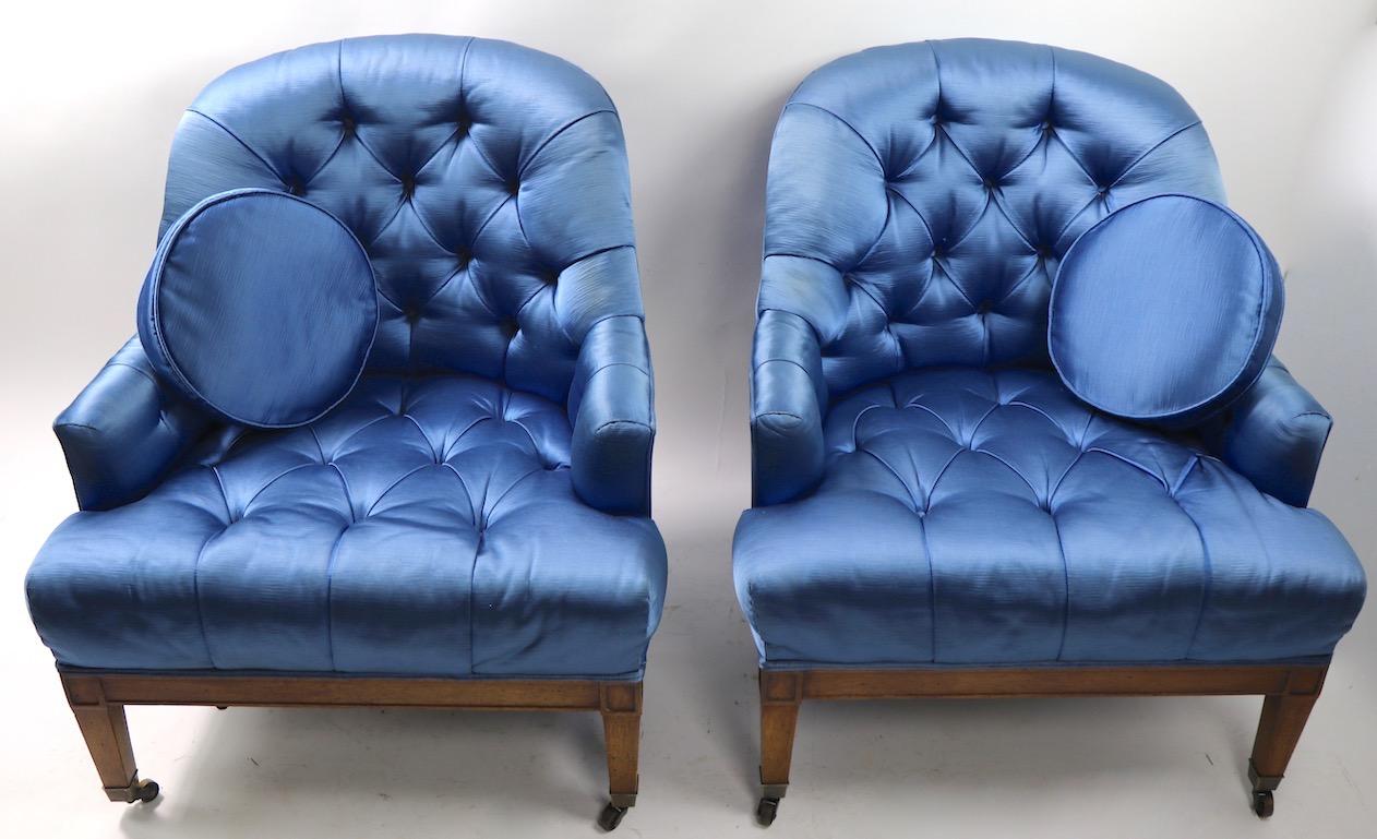 Pair of Stylish Satin Upholstered Chairs 9