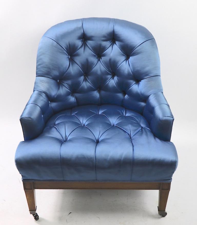 Pair of Stylish Satin Upholstered Chairs For Sale at 1stDibs