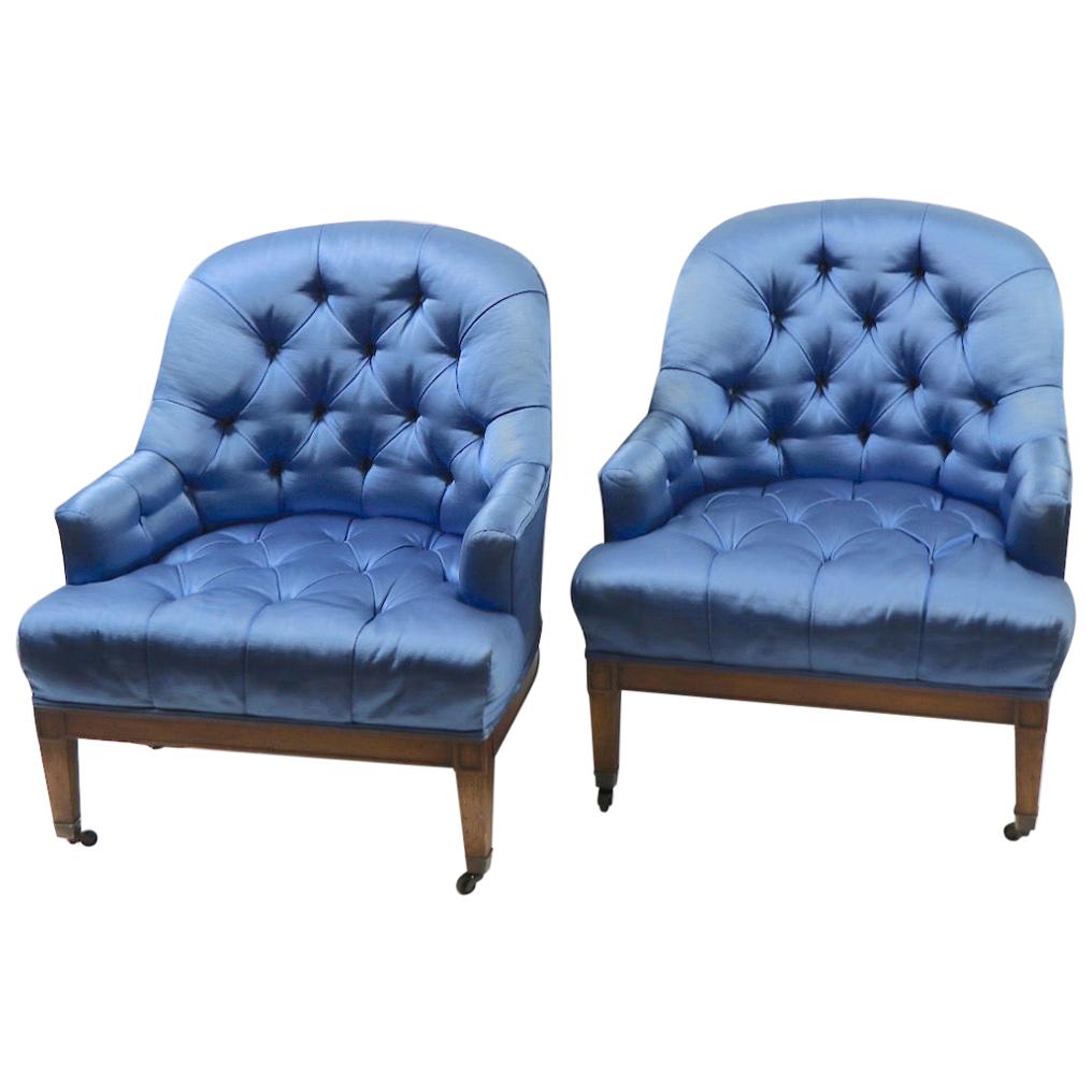 Pair of Stylish Satin Upholstered Chairs
