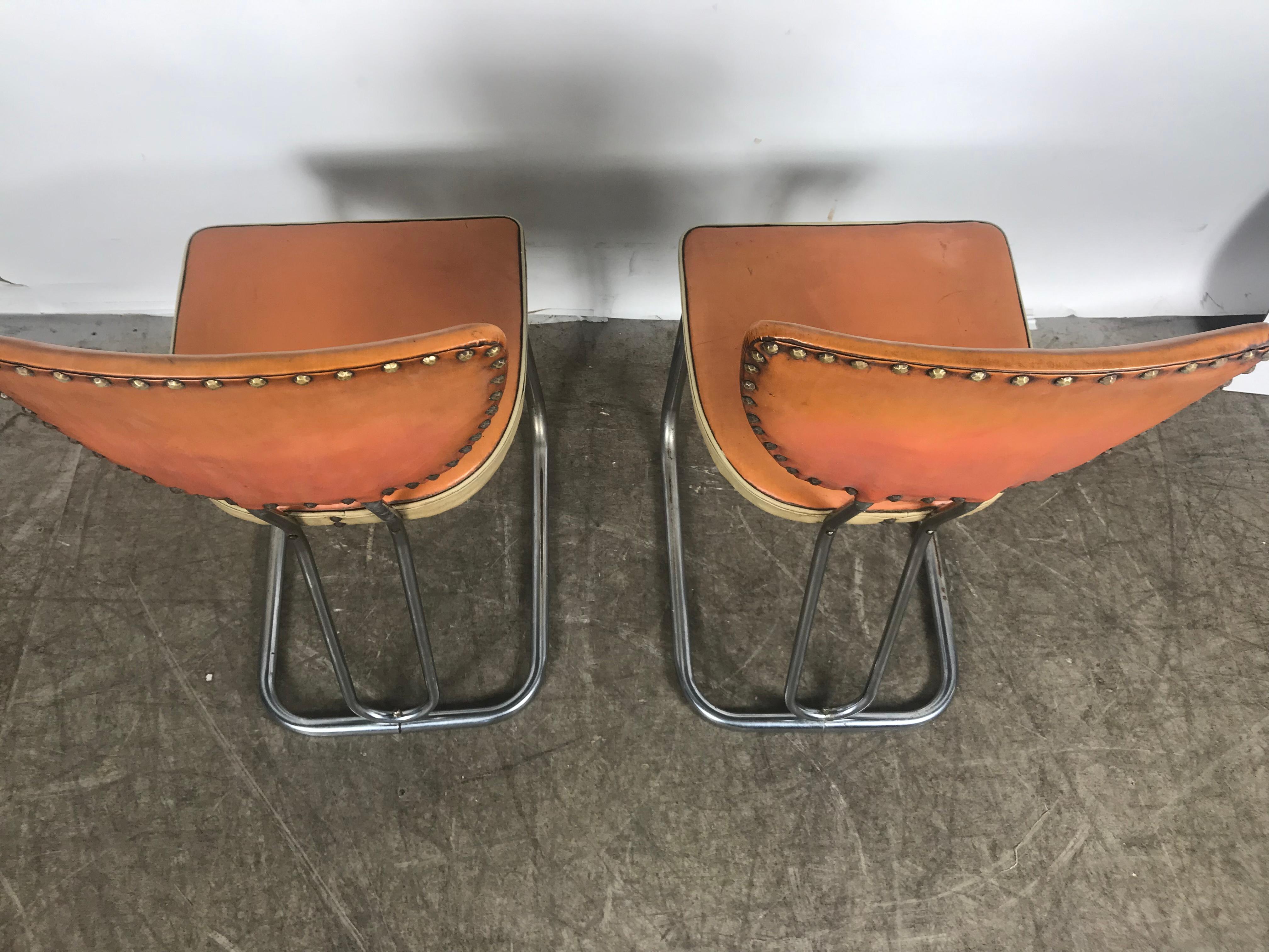 American Pair of Stylized Art Deco, Machine Age Chrome Side Chairs by Daystrom For Sale