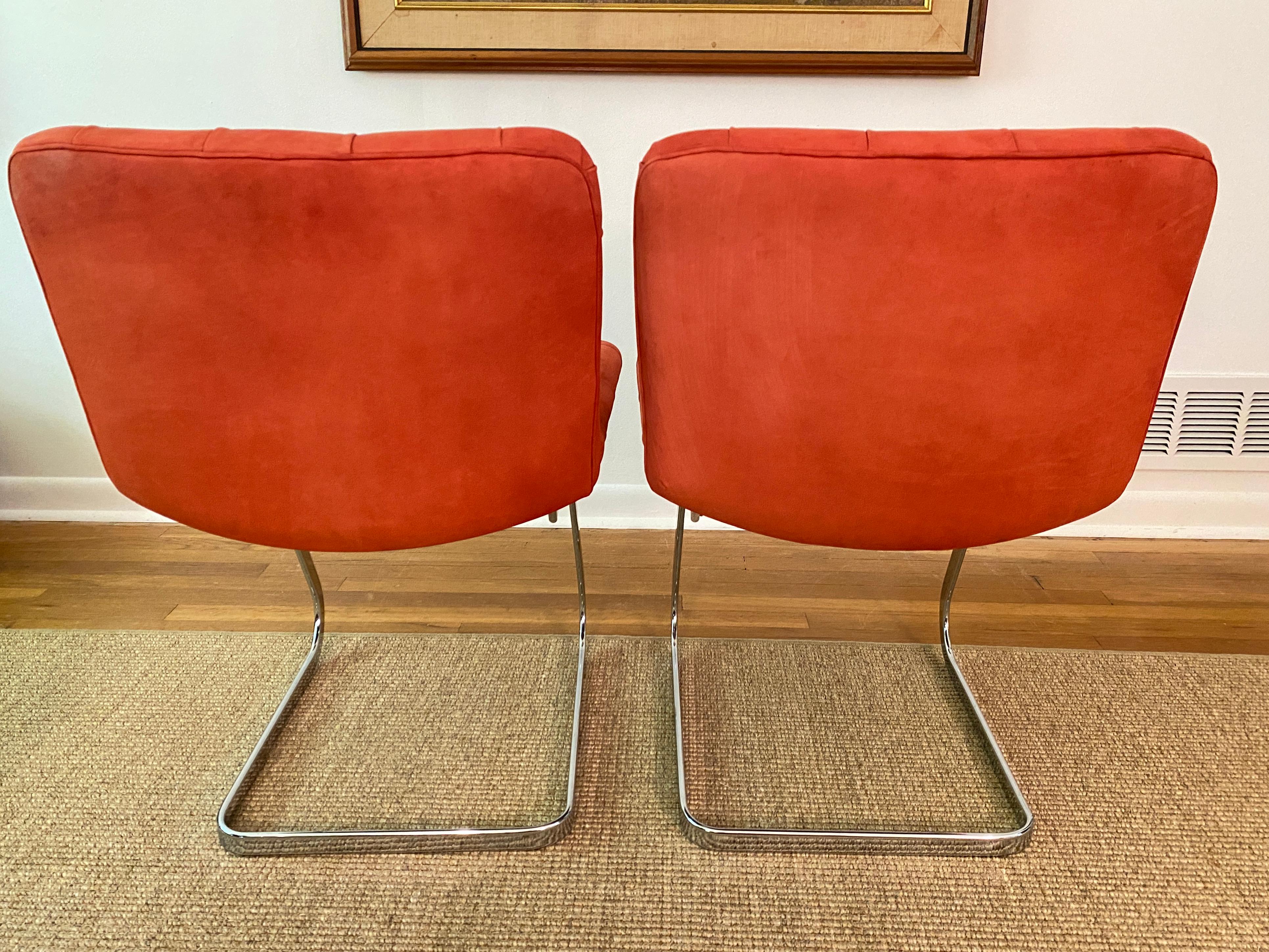 Pair Suede Leather Cantilever Chairs Designed By Robert Haussmann For de Sede For Sale 9