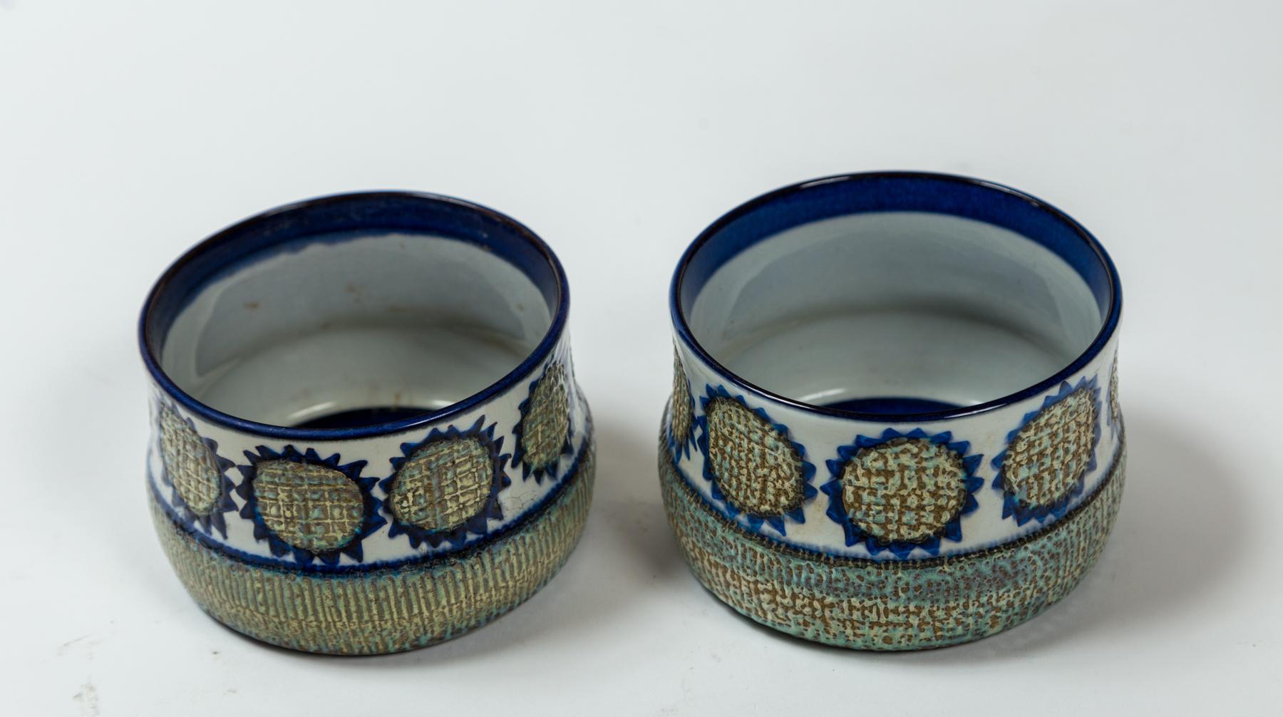Danese Coppia di vasi cache 'Sunflower', Marianne Johnson, Royal Copenhagen, Danimarca, anni '60 in vendita