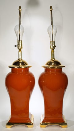 Pair Sunset Cosco Large Ceramic Baluster Urn Table Lamps, 1960s-1970s