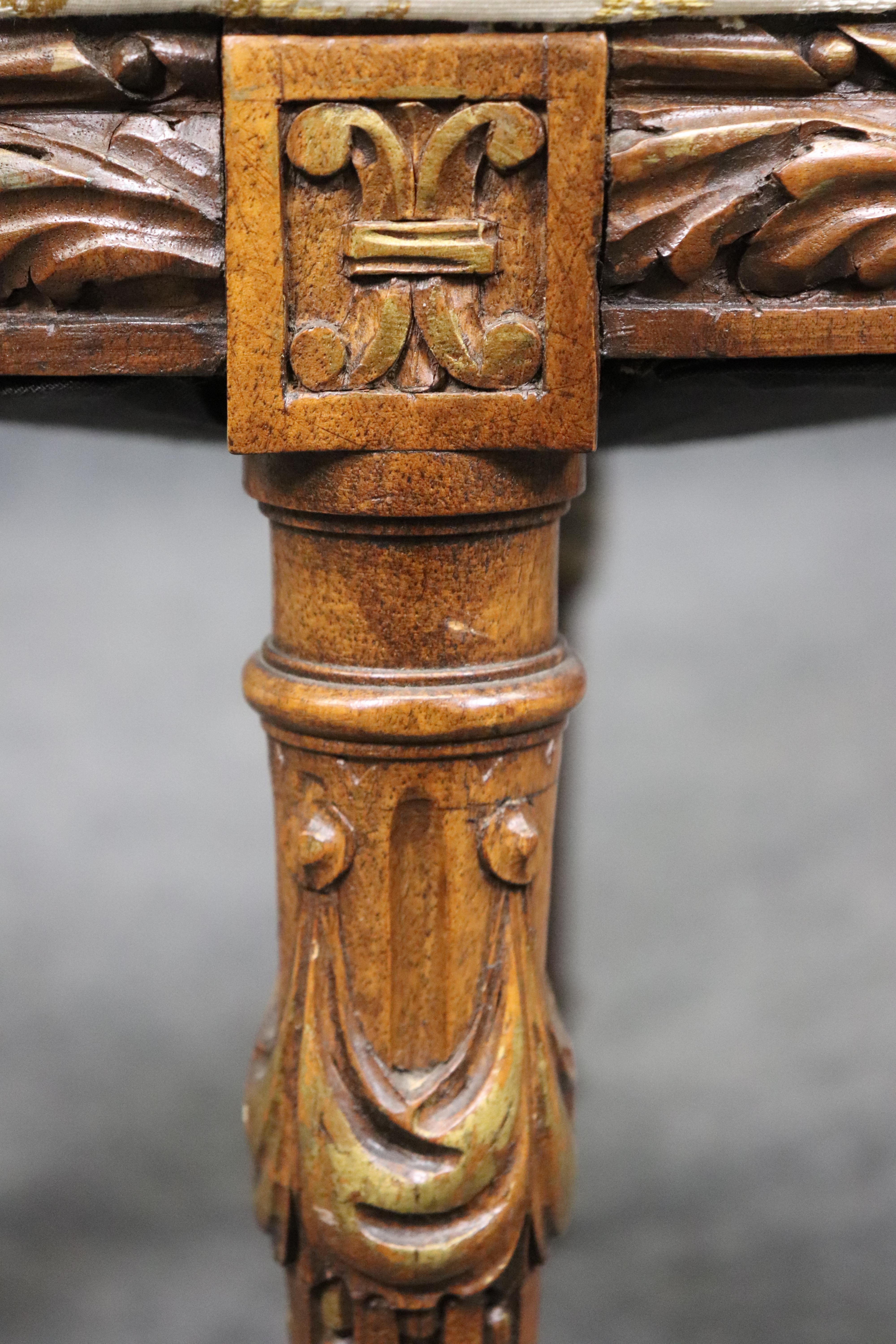 Pair Superb Carved Walnut French Louis XV Boudoir Side Chairs Circa 1920 For Sale 6
