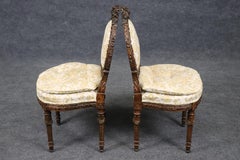 Pair Superb Carved Walnut French Louis XV Boudoir Side Chairs Circa 1920