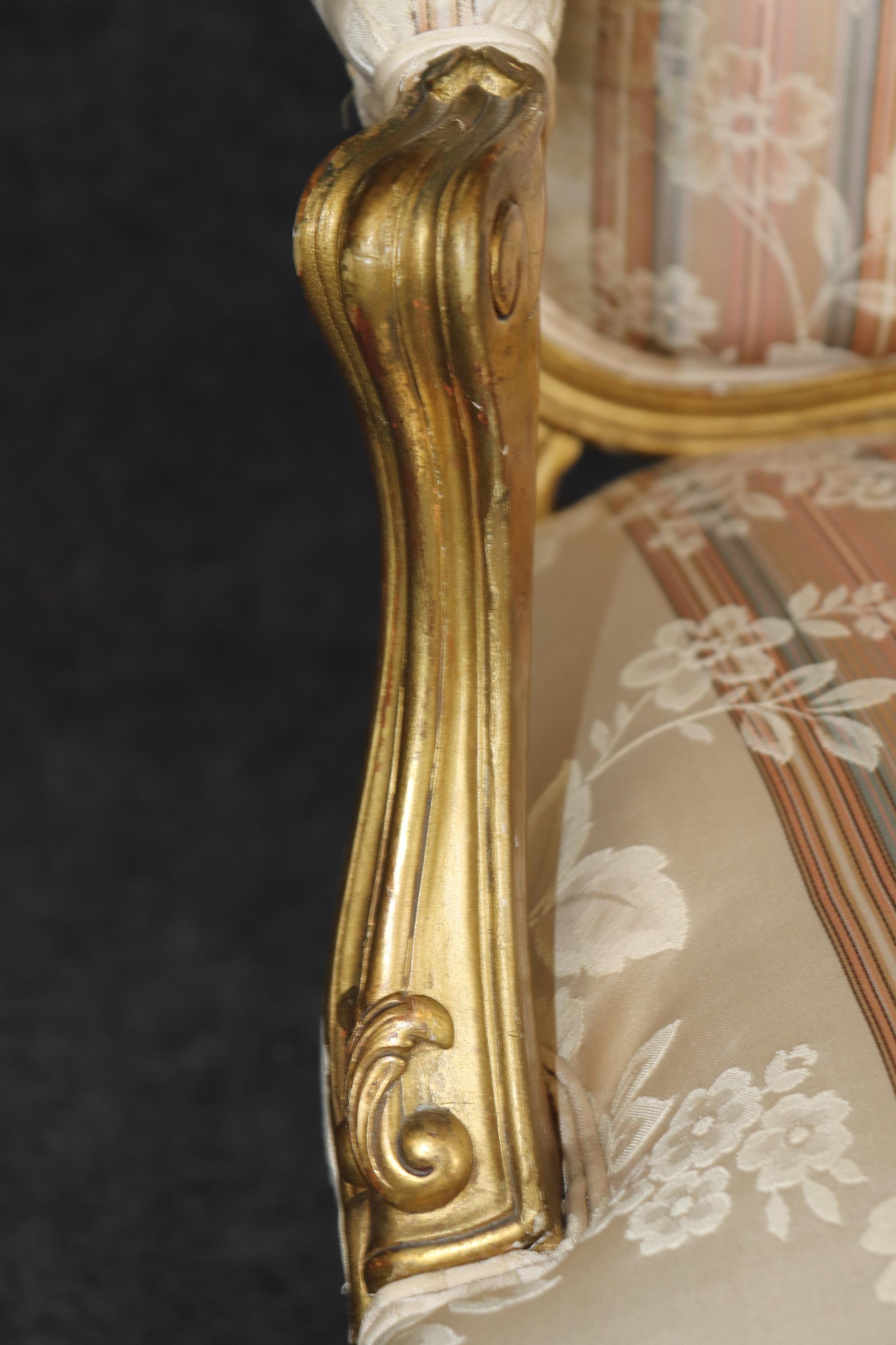 Pair Superb French Louis XV Style Gold Gilt Carved Bergere Armchairs For Sale 6