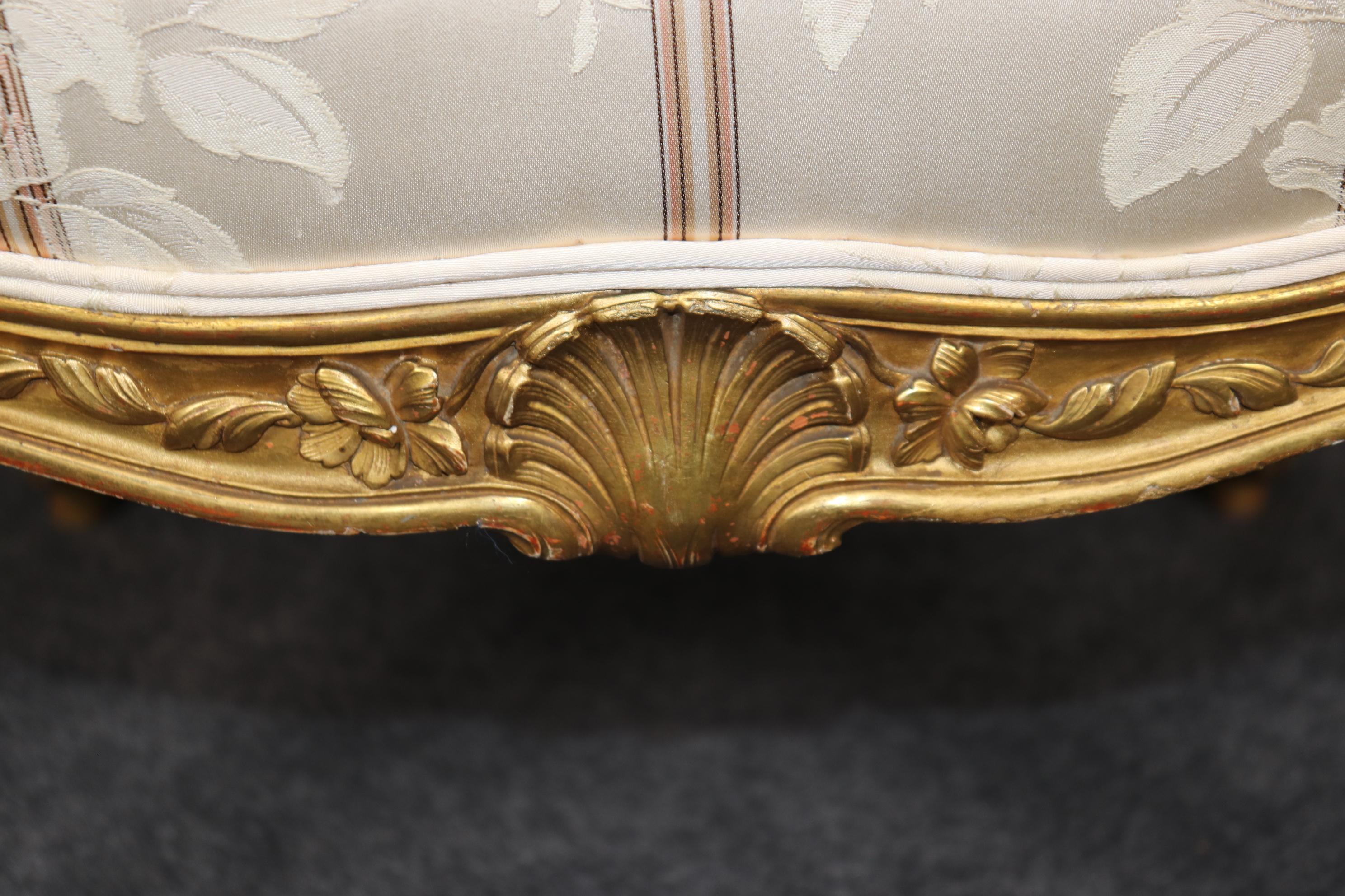 Pair Superb French Louis XV Style Gold Gilt Carved Bergere Armchairs For Sale 7
