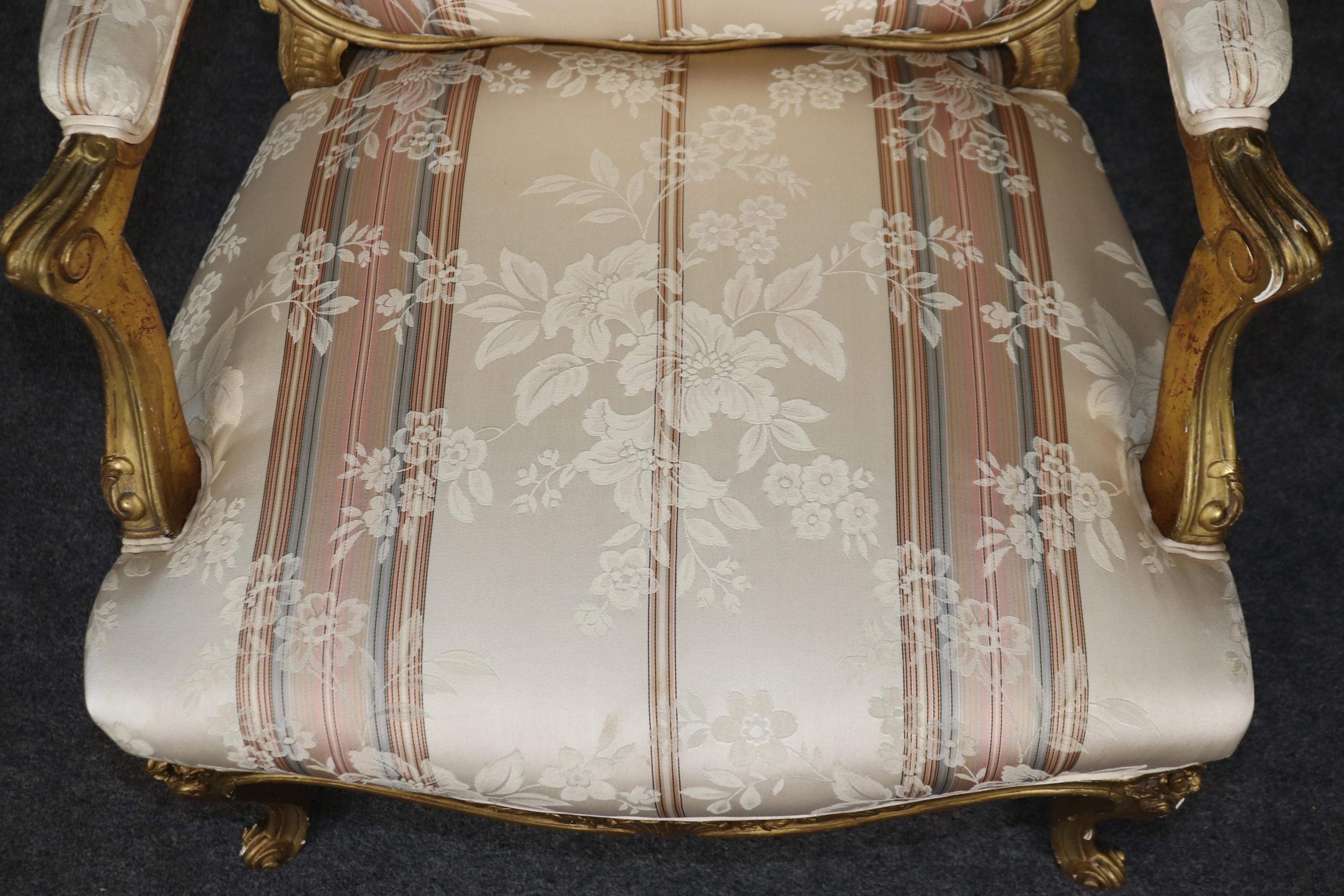 Pair Superb French Louis XV Style Gold Gilt Carved Bergere Armchairs For Sale 8