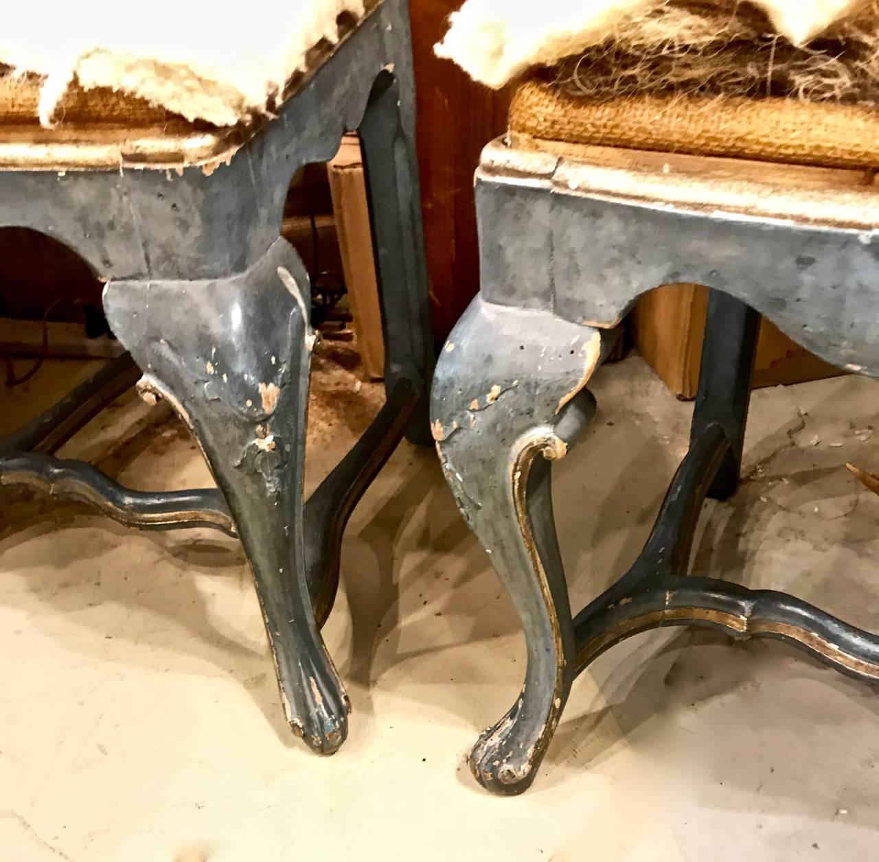 Pair of Swedish 18th Century Rococo Painted Side Chairs, circa 1760-1770 4