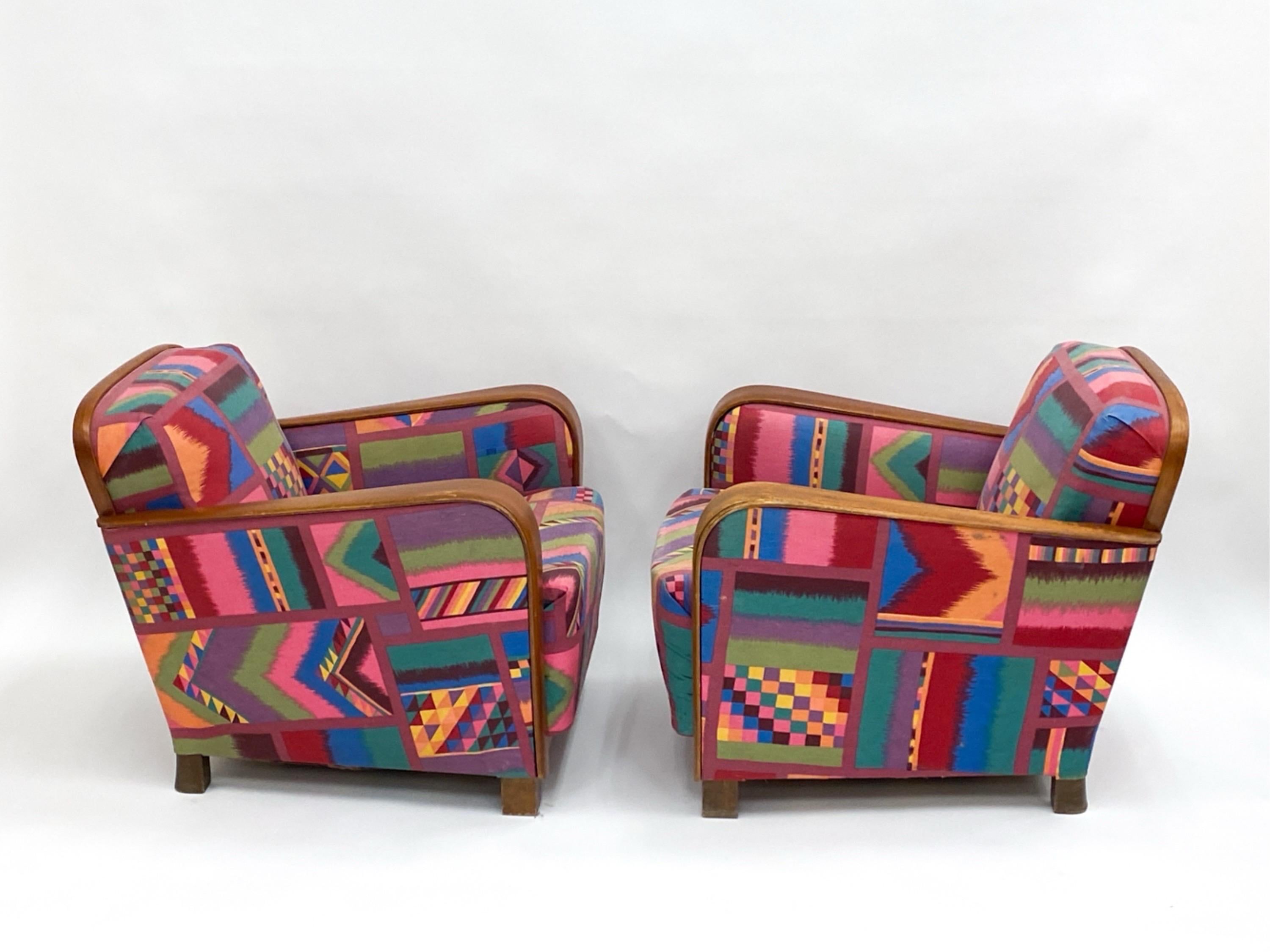 Pair Swedish Art Deco Armchairs Gorgeous Vintage Art Deco Club Chairs 5